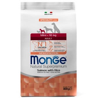 Monge Speciality Line Monoprotein сухой для взрослых собак мелких пород, Лосось/Рис 800г фото, цены, купить
