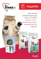 Подарок при покупке корма ТМ 1stChoice для кошек
