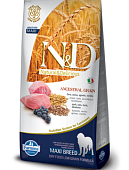 Farmina N&D LowGrain MED&MAX 2,5кг низкозерной с ягненком и черникой  для крупных и средних  собак