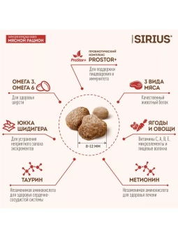 SIRIUS Мясной рацион для взрослых кошек 1,5кг фото, цены, купить