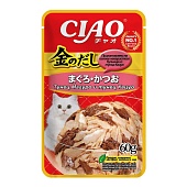 INABA CIAO Kinnodashi Тунец Магуро и тунец Кацуо со вкусом морского гребешка пауч для кошек 60г  фото, цены, купить
