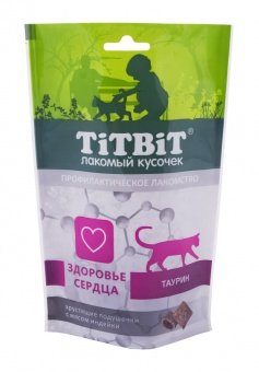 TiTBiT Хрустящие Подушечки для кошек с мясом индейки для здоровья сердца 60г фото, цены, купить