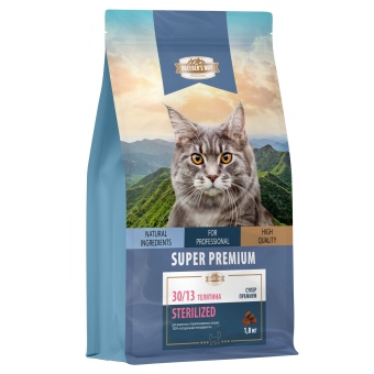 Breeder's Way Sterilized Полнорационный корм для стерилизованных кошек. телятина 1,8кг фото, цены, купить