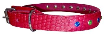 Ошейник 14мм натуральная кожа, рептилия стразы фото, цены, купить