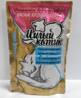 Милый Котик пауч рыбный микс соус 85г фото, цены, купить
