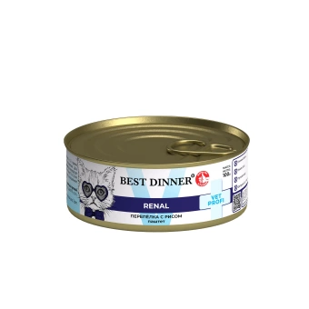 Best Dinner Exclusive Vet Profi Renal консервы паштет  с перепелкой при проблемах почек у кошек 100г фото, цены, купить