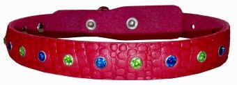 Ошейник 14мм натуральная кожа, рептилия стразы фото, цены, купить