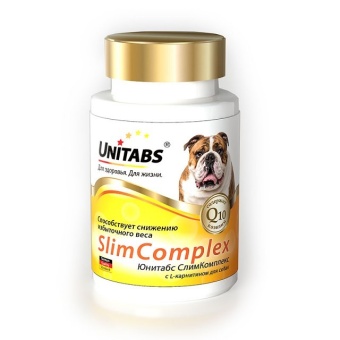 Витамины Unitabs SlimComplex с Q10 для собак, 100таб фото, цены, купить