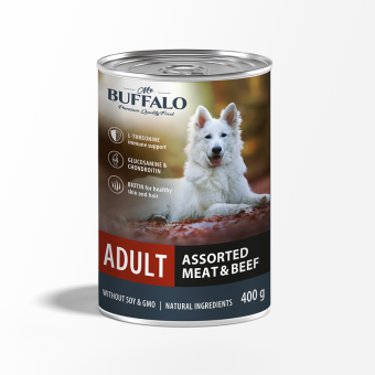 Mr.Buffalo консервы для  собак  Мясное Ассорти с Говядиной 400г фото, цены, купить