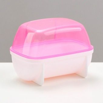 Туалет для грызунов "Пижон" 10,2*7,2*7,2см розовый фото Багира