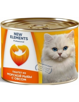 NEW ELEMENTS PROFESSIONAL Паштет из морской рыбы с овсом для кошек 240г фото, цены, купить