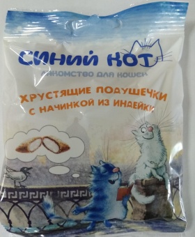 TiTBiT Синий кот Хрустящие подушечки для кошек с начинкой индейка 30г  фото, цены, купить