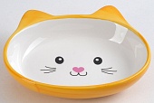 Миска керамическая овальная "Кошачья мордочка" 14*12*3,5 см, 200 мл, жёлто-оранжевая 2324215 фото, цены, купить