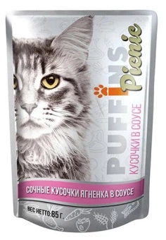 Puffins Picnic пауч 85г кусочки ягненка в соусе для кошек фото, цены, купить