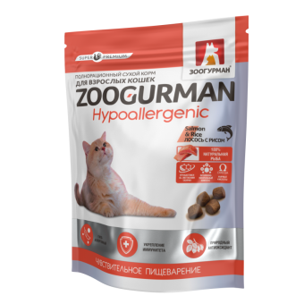 Zoogurman Hypoallergenic лосось с рисом для аллергичных кошек 350г  фото, цены, купить