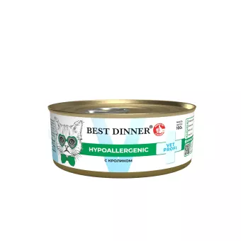 Best Dinner Vet Profi Hypoallergenic консервы с кроликом для котят и кошек 100г фото, цены, купить