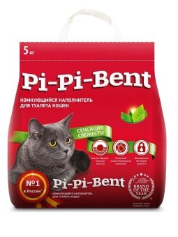 Pi-Pi-Bent Сенсация свежести Наполнитель комкующийся для туалета кошек крафт-пакет 5 кг фото, цены, купить