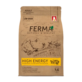 FERMA High Energy сухой корм для собак малых и средних пород индейка, телятина, ягненок 1.5кг фото, цены, купить