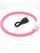 Светящийся ошейник с USB-зарядкой (розовый) 50см* D=1см (силикон + LED) (JPF-008US-pink) фото, цены, купить