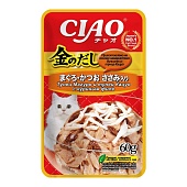INABA CIAO Kinnodashi Тунец Магуро и тунец Кацуо с куриным филе, пауч для кошек 60г фото, цены, купить