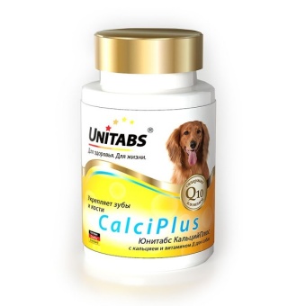 Витамины Unitabs CalciPlus с Q10 для собак, 100таб фото, цены, купить