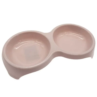 Сибирская кошка Миска для кошек "МЯУС" двойная 2*200мл, 29*15*4,5, пудровый фото, цены, купить