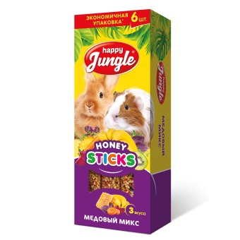 Колба Happy Jungle для крупных.грызунов Мёдовый Микс 6шт 180г  фото, цены, купить