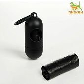 Контейнер с пакетами для уборки за собаками, чёрный (рулон 15 пакетов 29*21см) фото, цены, купить