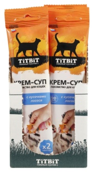 TiTBiT Крем-суп с кусочками лосося 2*10г для кошек фото, цены, купить