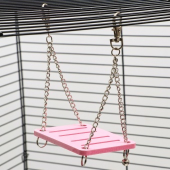 Качель для грызунов "Пижон" на цепочках 9*7*0,5см пластик, розовая фото 