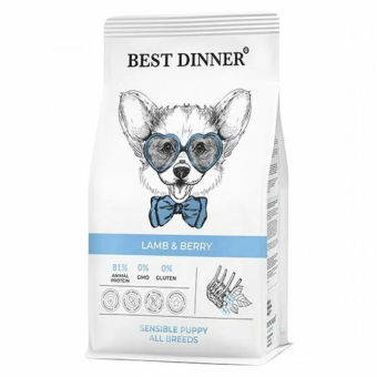 Best Dinner для  кормящих собак малых пород  с чувств. пищеварением ягненок, ягоды 1,5кг фото, цены, купить