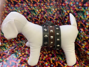 Ошейник кожаный двойной с украшением 30мм 44-53см фото, цены, купить