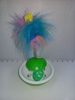 Неваляшка с перьями на пружине с кошачьей мятой 12,3*21см фото, цены, купить