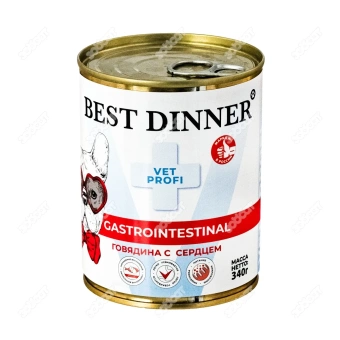 Best Dinner Gastro Intenstinal консервы говядина с сердцем 340г для собак фото, цены, купить