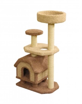Пушок домик- конура на высоких ножках с площадкой и круглой лежанкой 148см для кошек