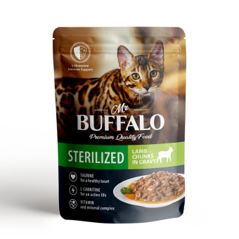 Mr.Buffalo пауч для стерилизованных кошек STERILIZED Соус Ягнёнок 85г фото, цены, купить