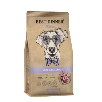 Best Dinner Holistic Sensible Hypoallergenic с телятиной, розмарином для всех пород собак 12кг фото, цены, купить