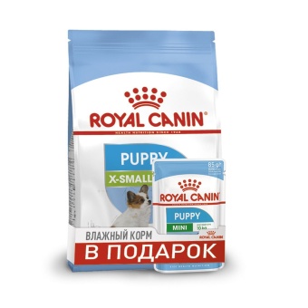 Royal Canin Х-Small Puppy  для щенков мелких пород до 10 месяцев 500г + Mini Puppy  пауч 85г фото, цены, купить