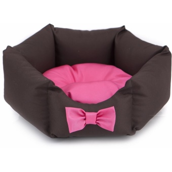 COMFY  LOLA лежак шестигранный коричневый с розовой подушкой  45см ъ фото, цены, купить