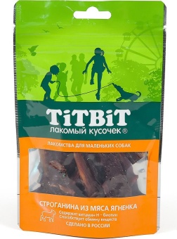 TiTBiT Строганина из Мяса Ягнёнка для Маленьких собак 50г фото, цены, купить
