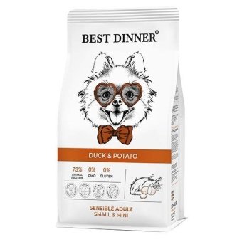 Best Dinner Sensible с уткой и картофелем при аллергии у собак мелких пород 10кг фото, цены, купить