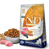 Farmina N&D LowGrain MAXI  низкозерновой с ягненком и черникой для щенков крупных пород собак 12кг
