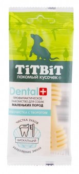 TiTBiT ДЕНТАЛ+ Зубочистка Творог для мелких пород собак фото, цены, купить