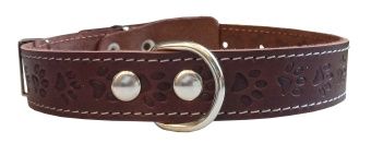 Ошейник 30мм натуральная кожа, тисненый "ЛАПЫ" фото, цены, купить