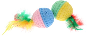 Мяч поролон 4 см двухцветный с перьями  фото, цены, купить