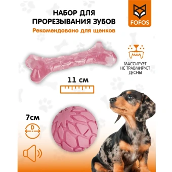 Набор для прорезания зубов "Кость и Мяч" FOBOS Розовый фото, цены, купить