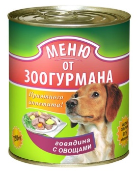 Меню от Зоогурмана консервы  750г с говядиной,овощами для собак фото, цены, купить
