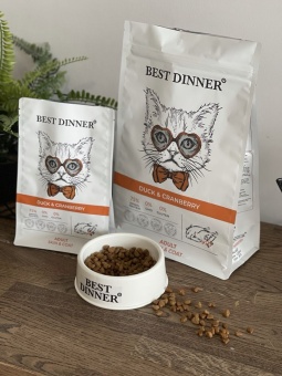 Best Dinner Adult Cat Duck & Cranberry с уткой и клюквой для ухода за кожей и шерстью  кошек 400г фото, цены, купить