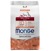 Monge Speciality Line Monoprotein сухой для взрослых собак мелких пород, Лосось/Рис 800г фото, цены, купить