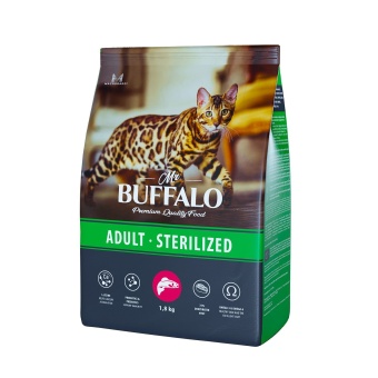 Mr.Buffalo STERILIZED с лососем для стерилизованных кошек 1,8кг фото, цены, купить